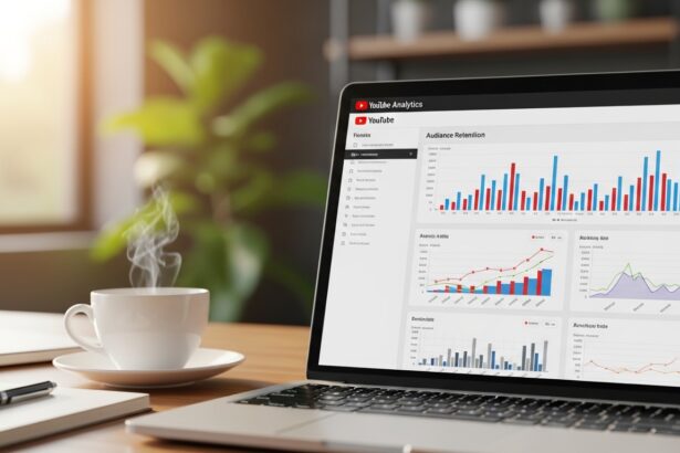 Young YouTuber creating content at home desk with smartphone camera and laptop grow YouTube in 2026