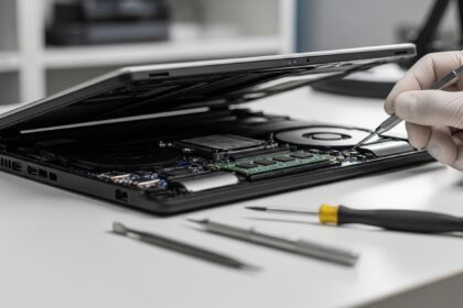 MacBook Neo Apple MacBook Neo laptop placed on a modern workspace desk